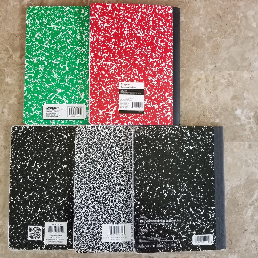Set of 5 Wide Ruled Composition Notebooks - Picture 5 of 7